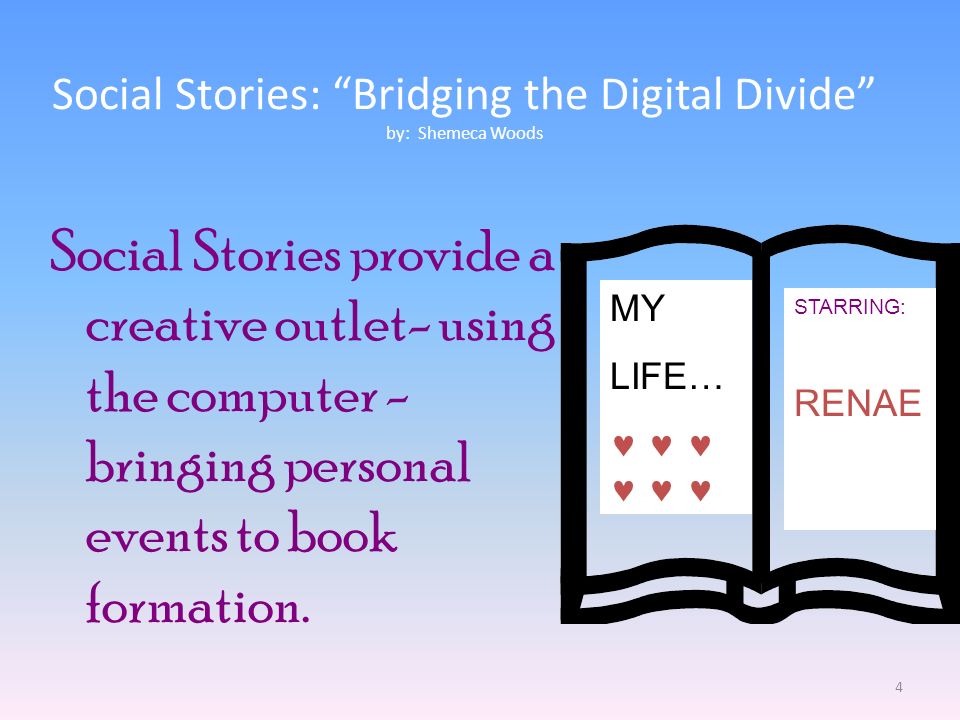 Teaching Children With Disabilities Social Stories: Bridging the Digital Divide By: Shemeca Woods 3