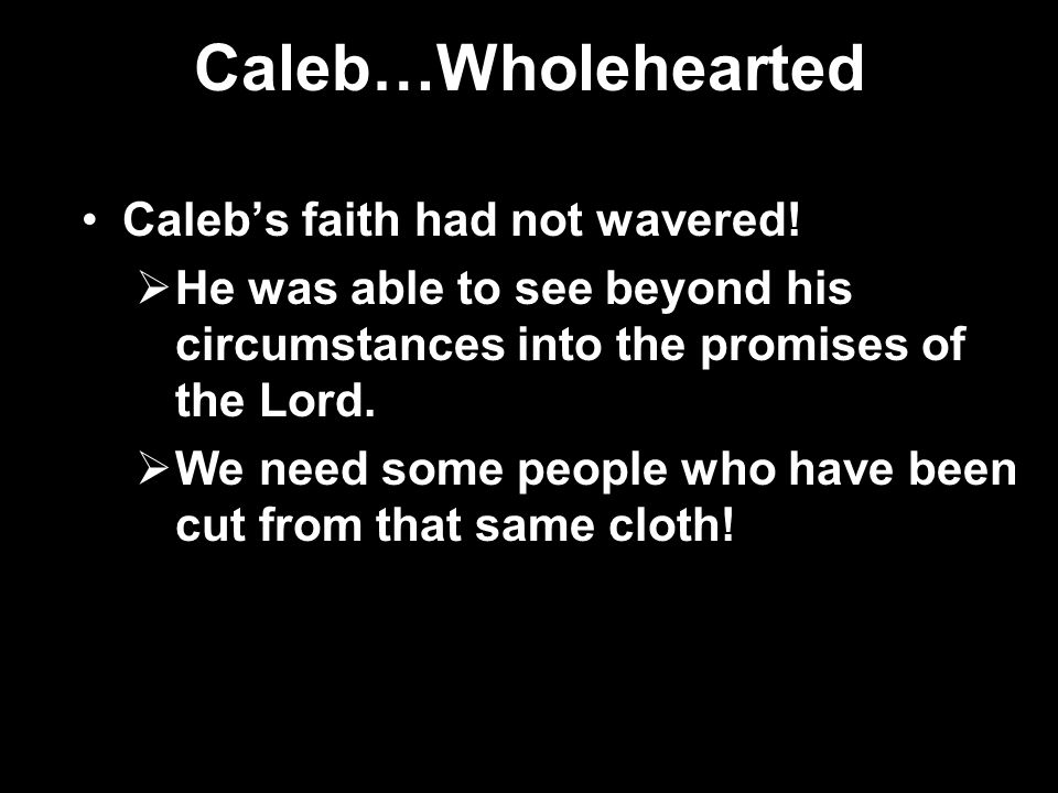 Caleb…Wholehearted Caleb’s faith had not wavered.