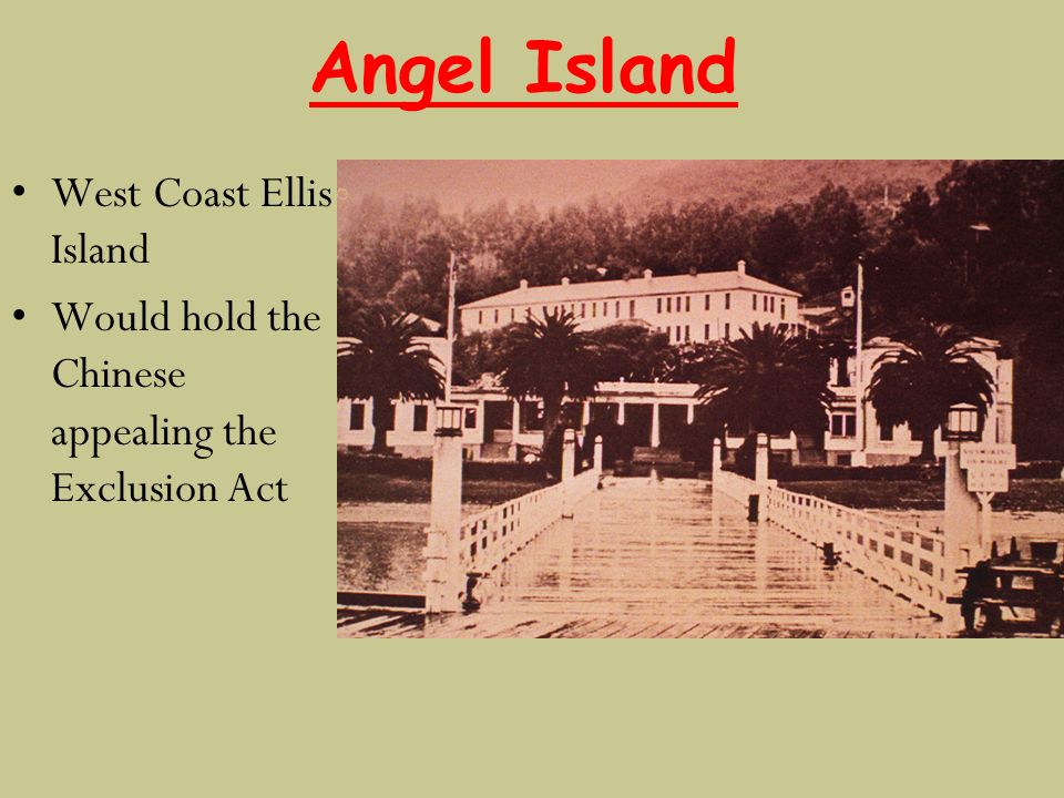 Angel Island West Coast Ellis Island Would hold the Chinese appealing the Exclusion Act