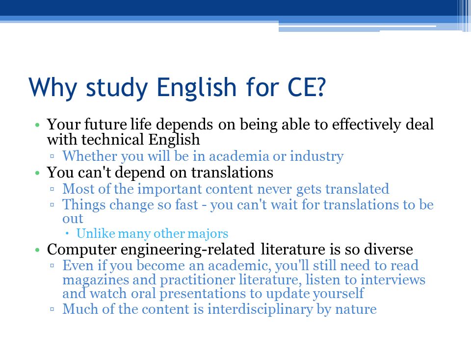 Why study English for CE.