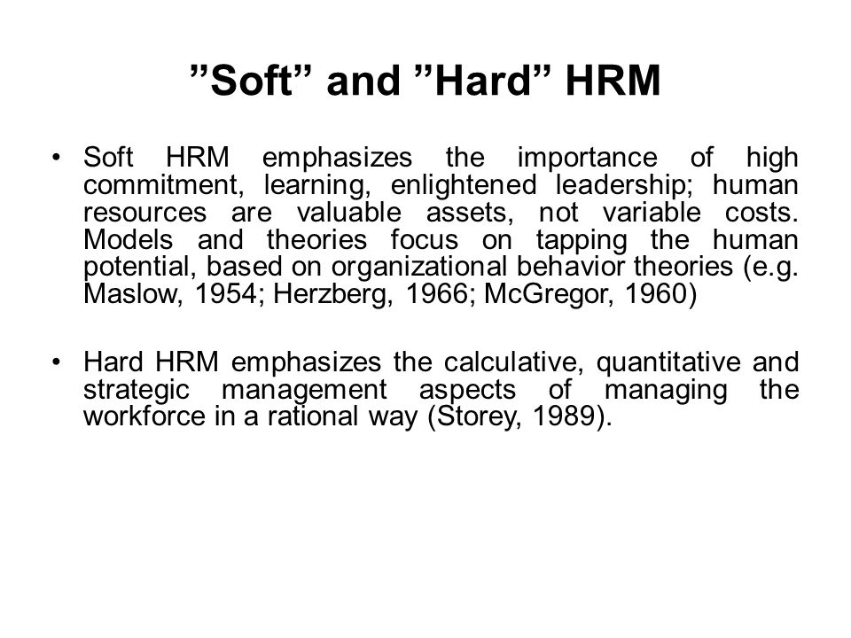 hard and soft models of hrm