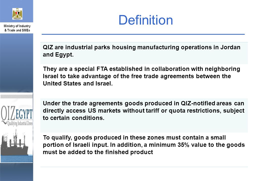 Ministry of Industry & Trade and SMEs. QIZ Background. - ppt download