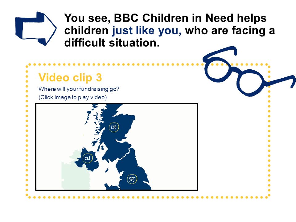 You see, BBC Children in Need helps children just like you, who are facing a difficult situation.