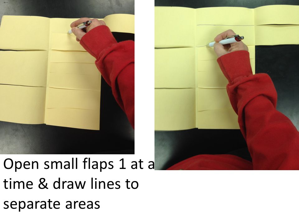 Open small flaps 1 at a time & draw lines to separate areas