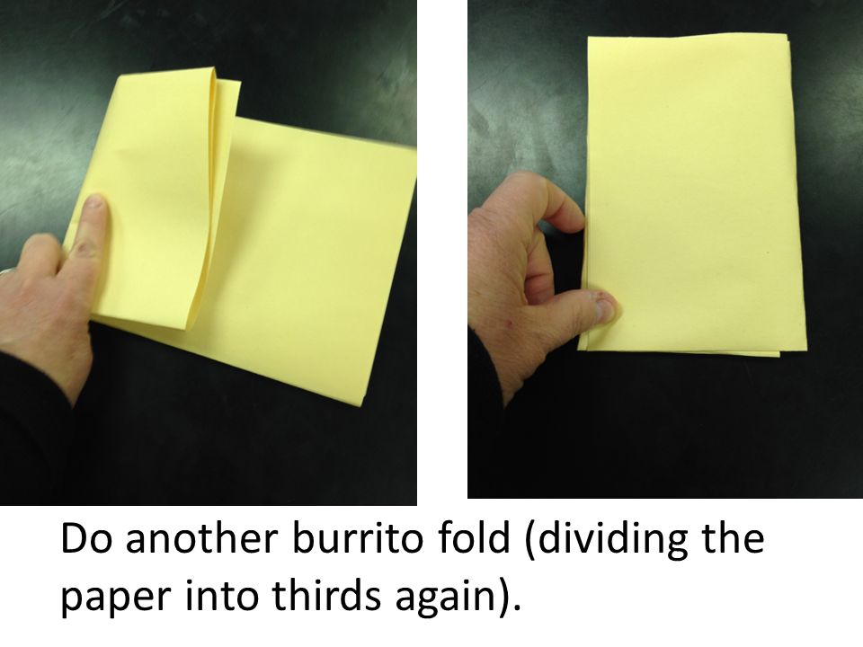 Do another burrito fold (dividing the paper into thirds again).