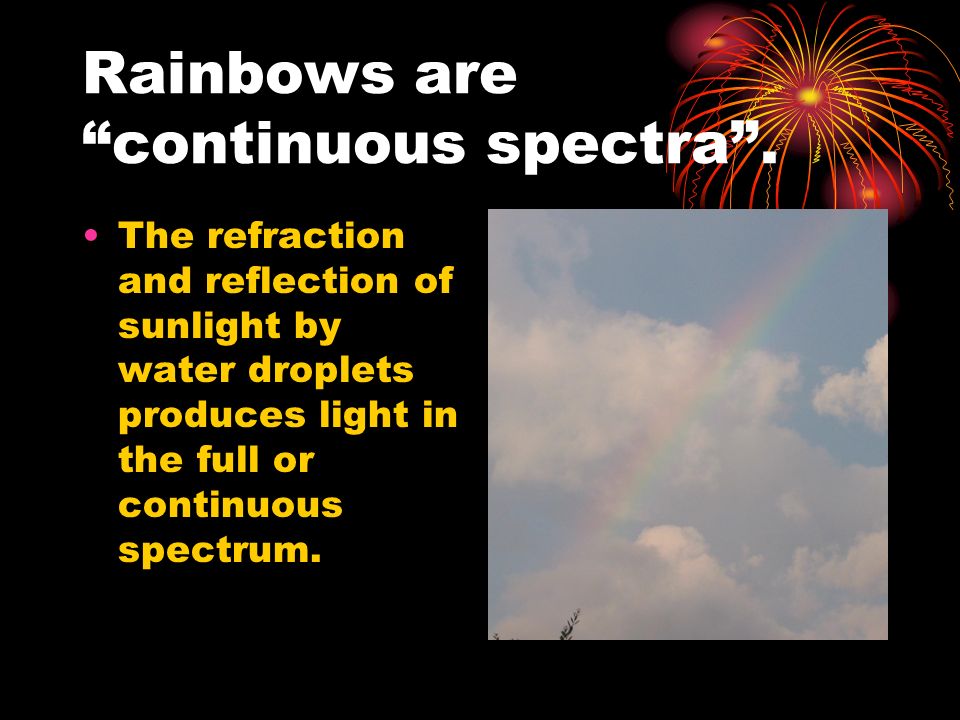 Rainbows are continuous spectra .
