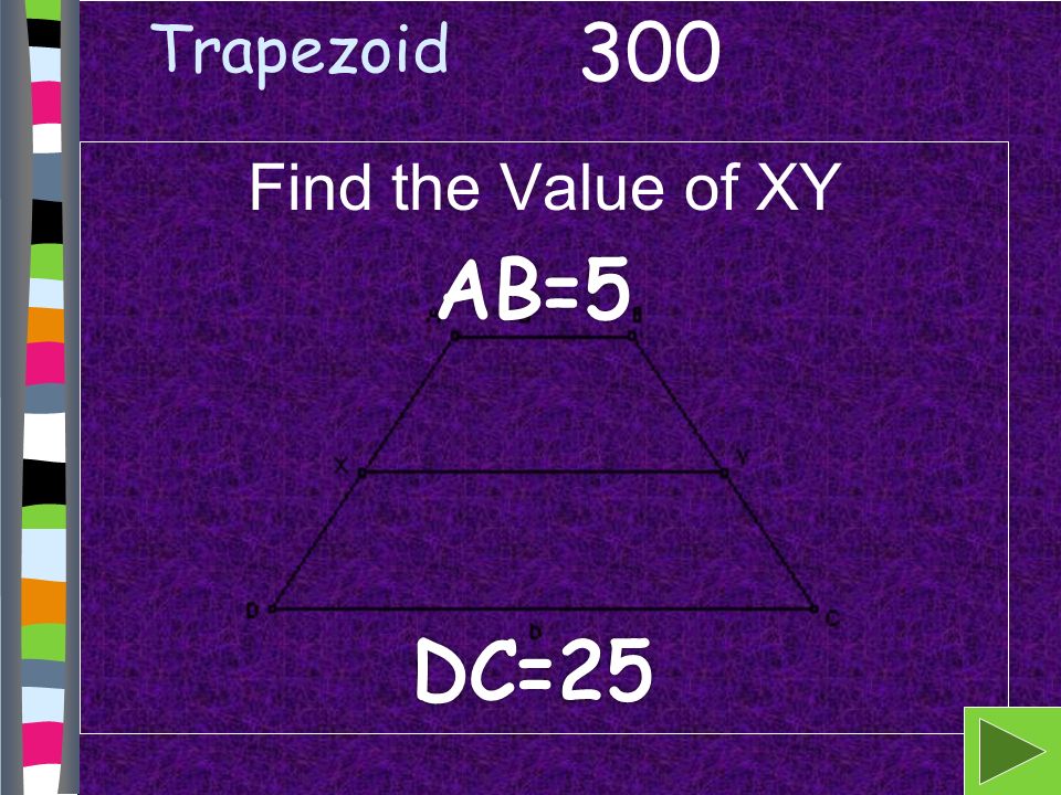 Trapezoid Find the Value of XY 300
