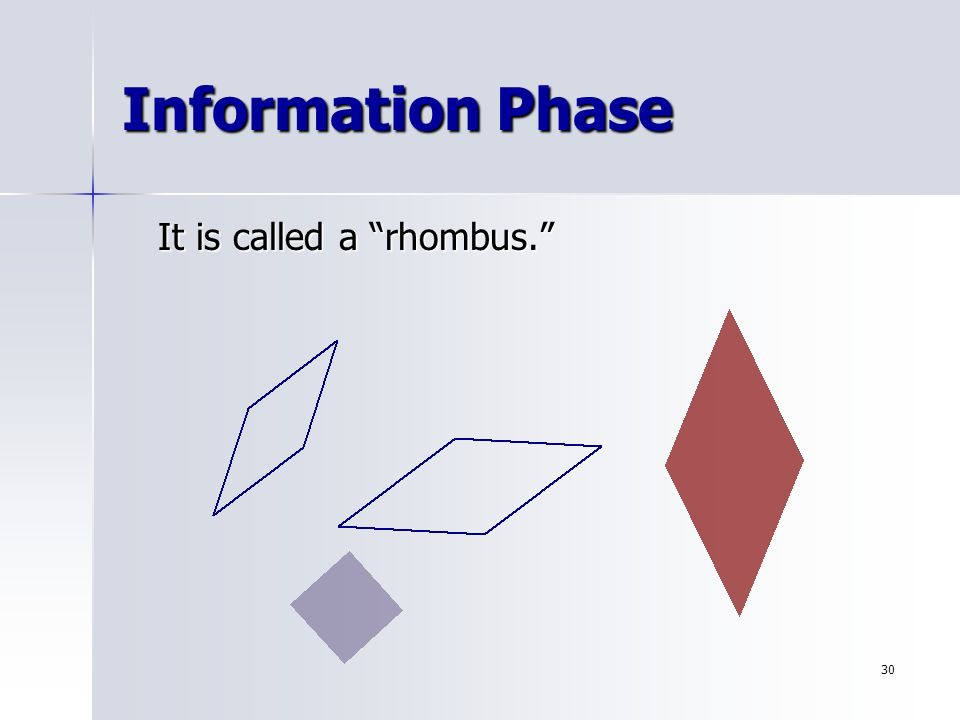 30 Information Phase It is called a rhombus.