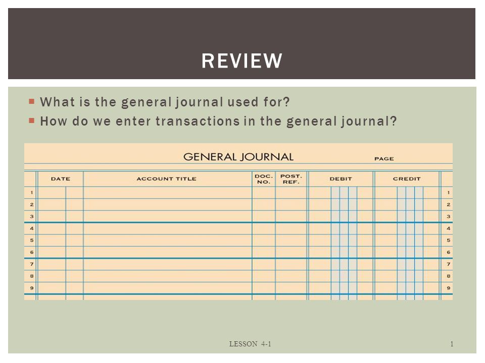  What is the general journal used for.  How do we enter transactions in the general journal.
