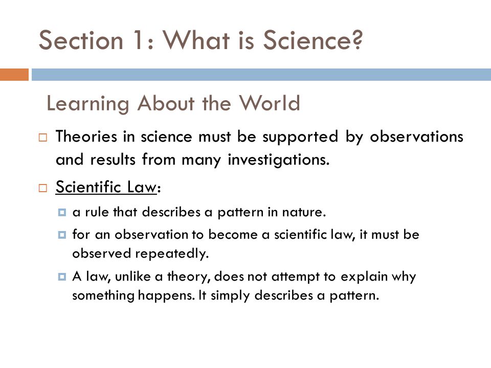 Section 1: What is Science.