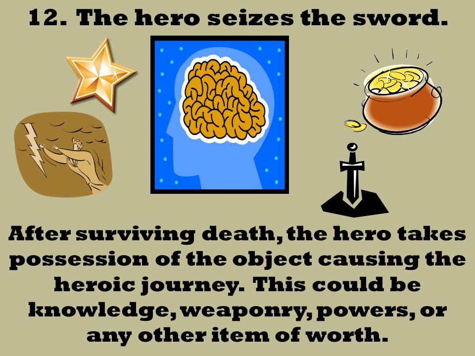 12. The hero seizes the sword.