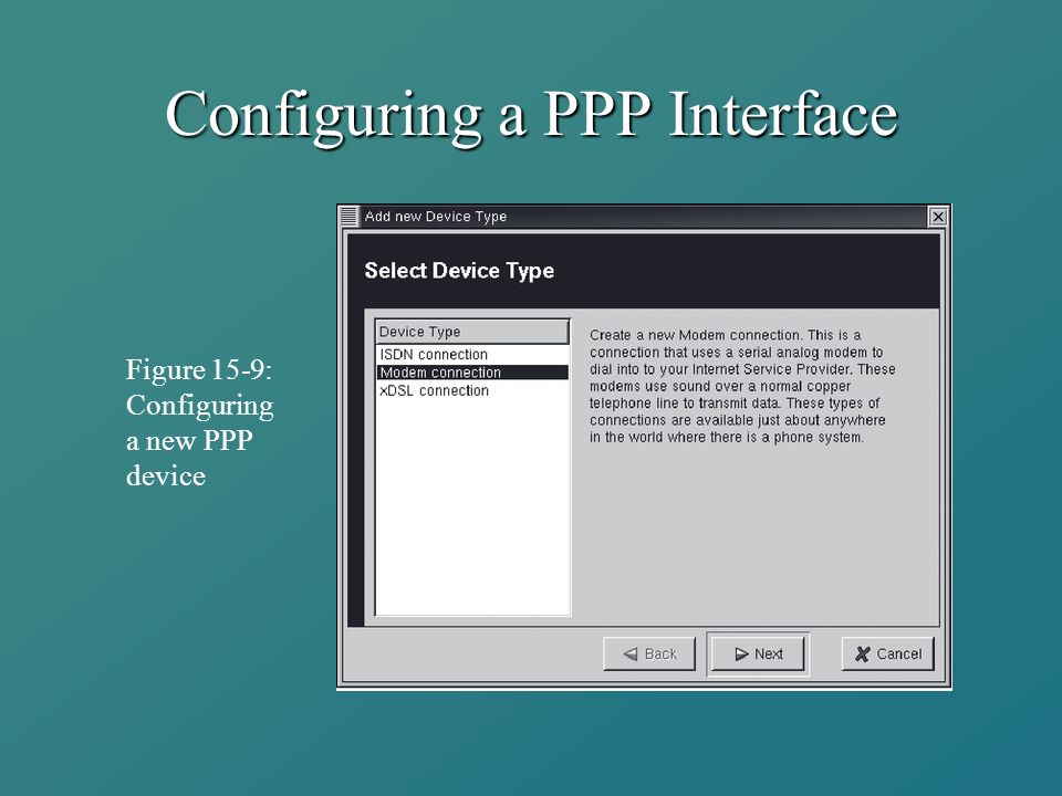 Configuring a PPP Interface Figure 15-9: Configuring a new PPP device