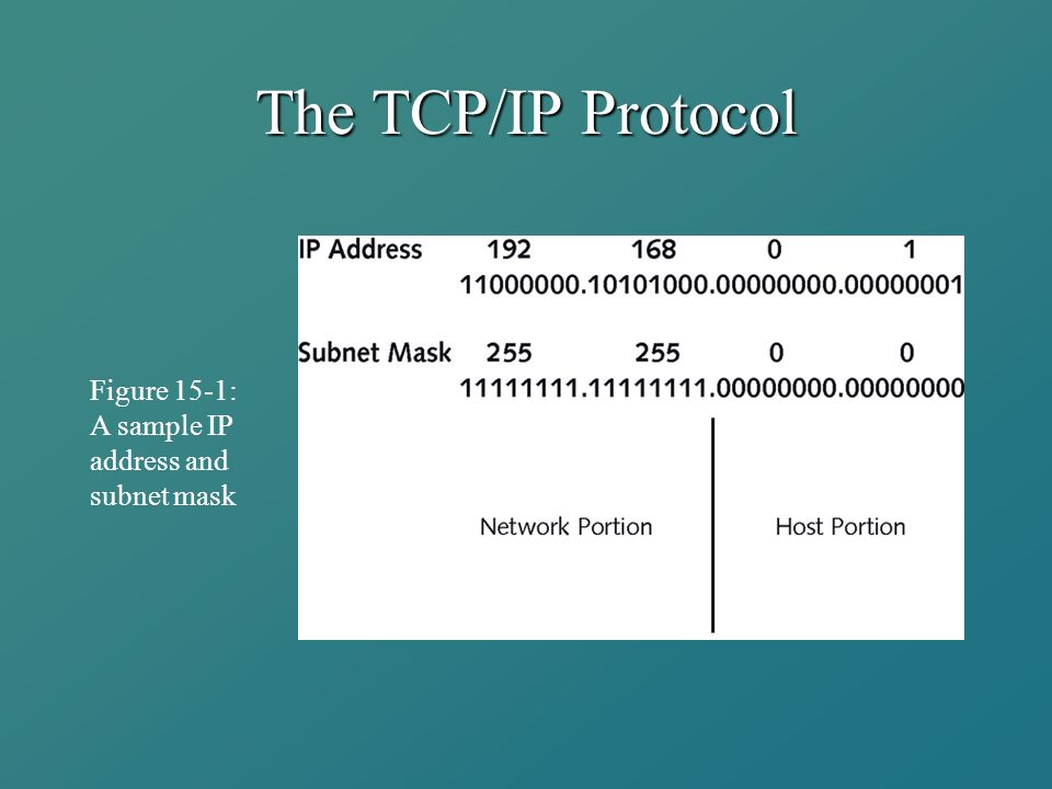 The TCP/IP Protocol Figure 15-1: A sample IP address and subnet mask