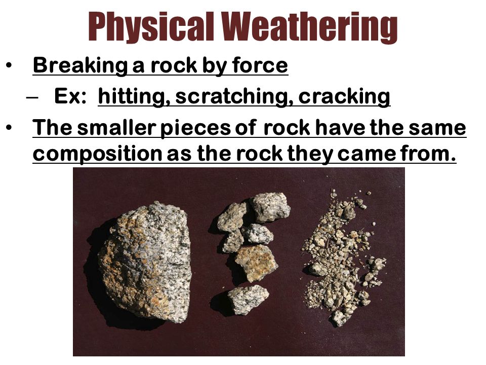 Aim What Causes Weathering And Erosion Weathering Is The Physical And Chemical Breakdown Of Rocks Into Smaller Pieces Called Sediment Due To Air Ppt Download