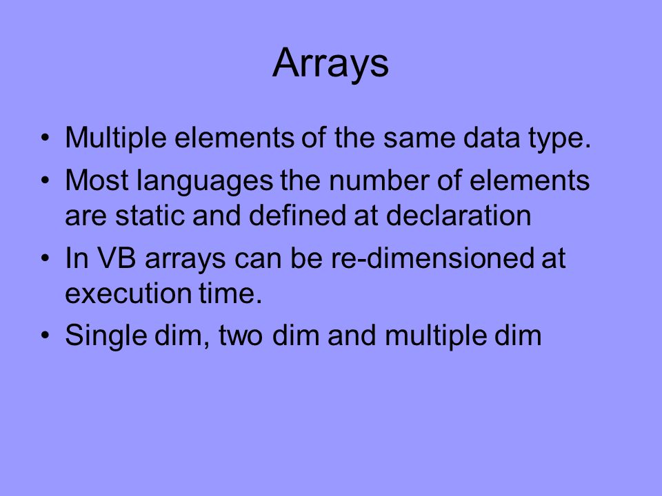 VB Arrays Chapter 8 Dr. John P. Abraham Professor UTPA. - ppt download