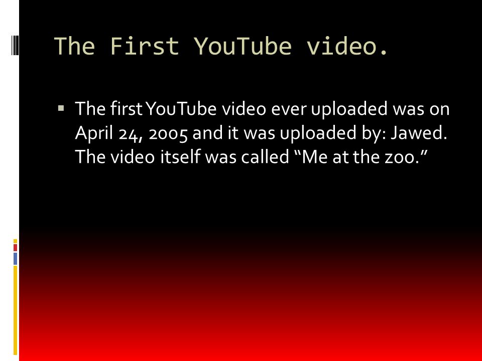 The First YouTube video.