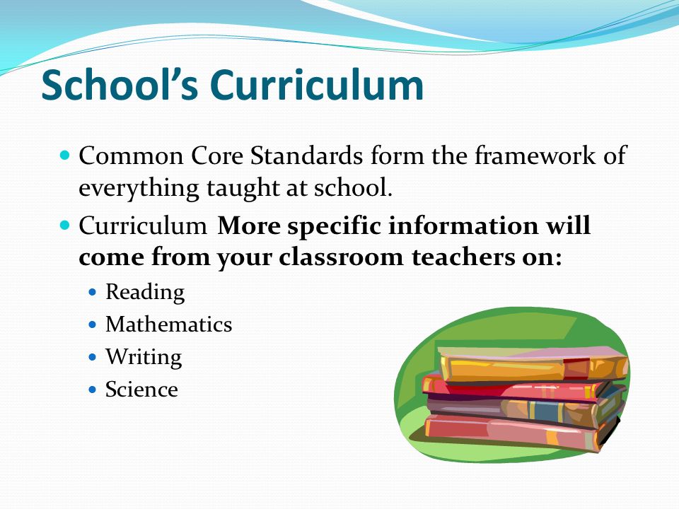 School’s Curriculum Common Core Standards form the framework of everything taught at school.