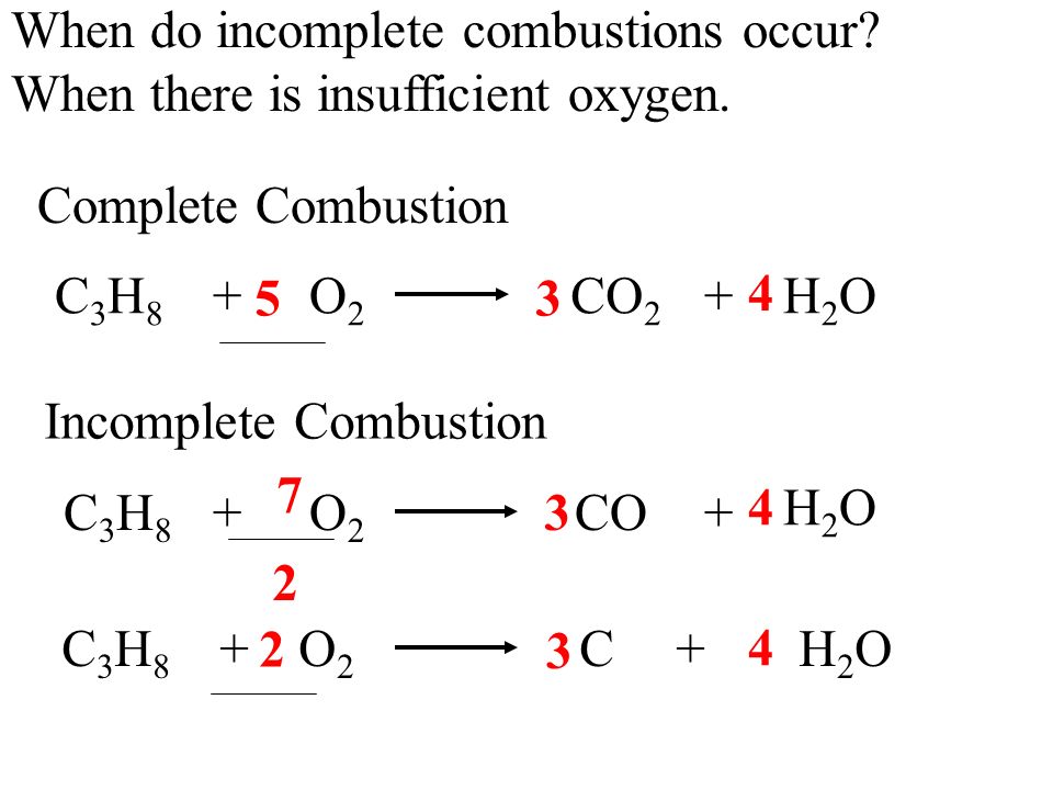 When do incomplete combustions occur. When there is insufficient oxygen.