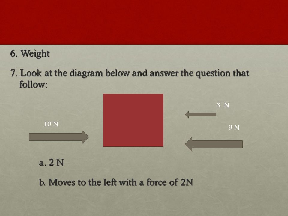 6. Weight 7. Look at the diagram below and answer the question that follow: a.
