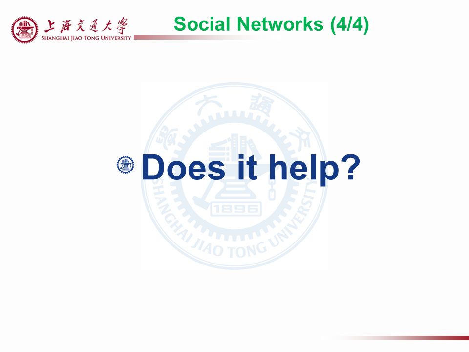 Social Networks (4/4) Does it help