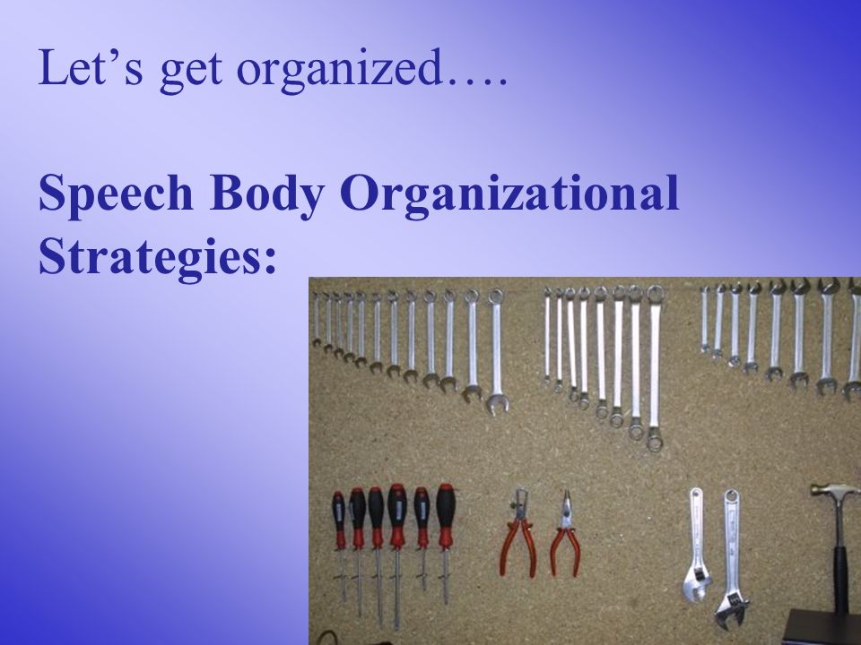 Let’s get organized…. Speech Body Organizational Strategies: