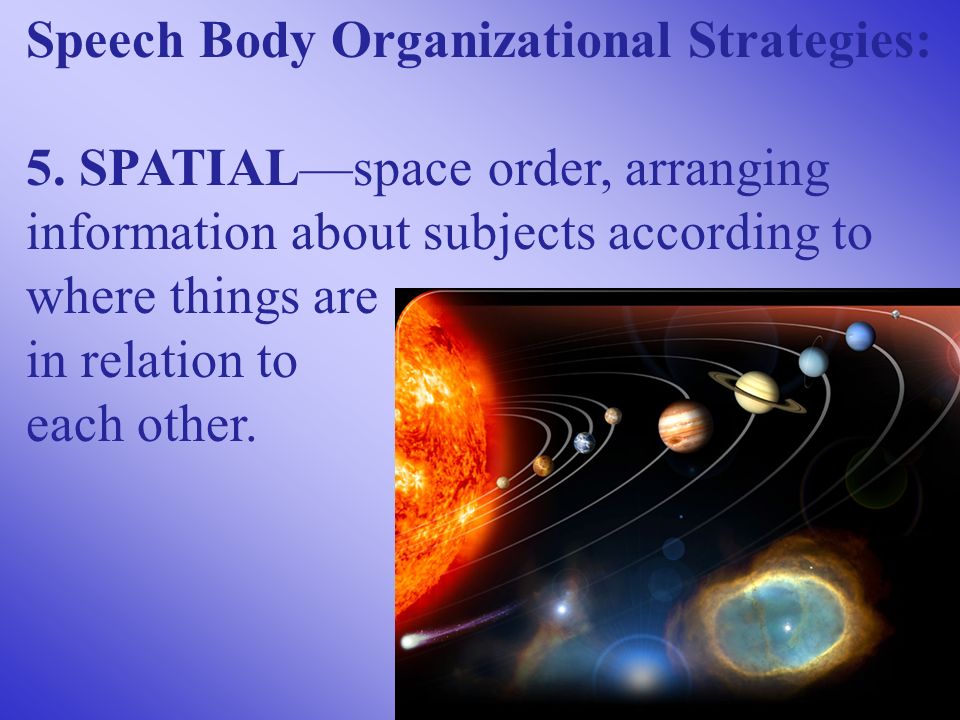 Speech Body Organizational Strategies: 5.