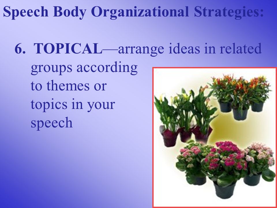 Speech Body Organizational Strategies: 6.