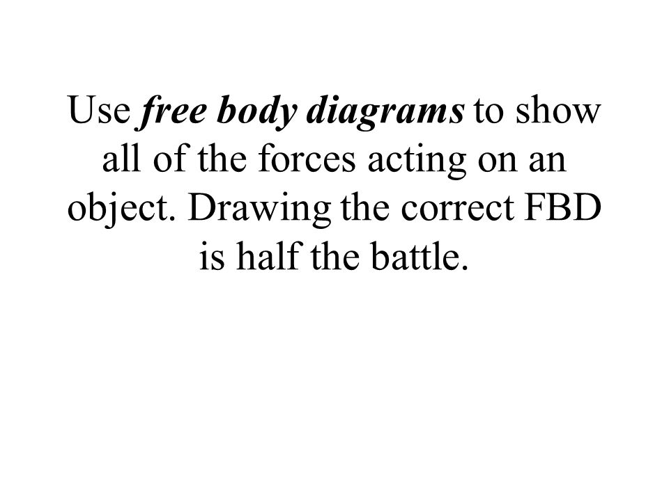 Use free body diagrams to show all of the forces acting on an object.