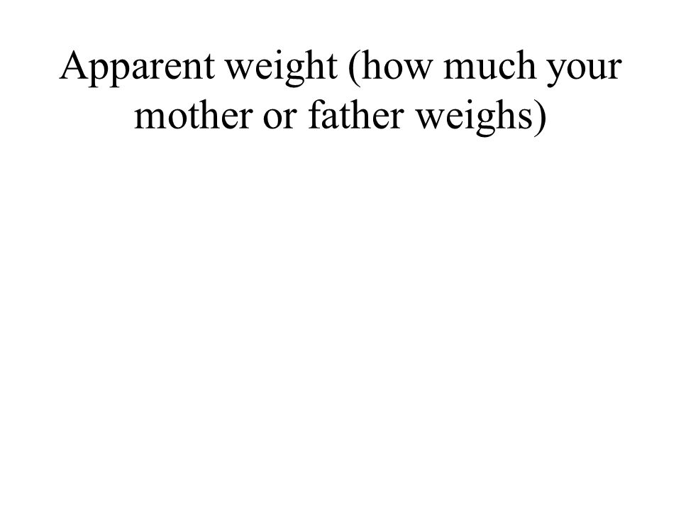 Apparent weight (how much your mother or father weighs)