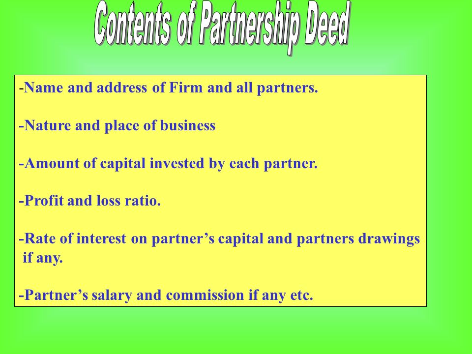 business partnership deed