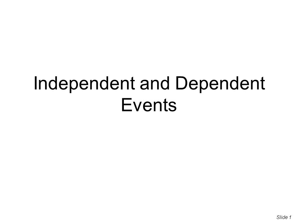 Independent and Dependent Events Slide 1