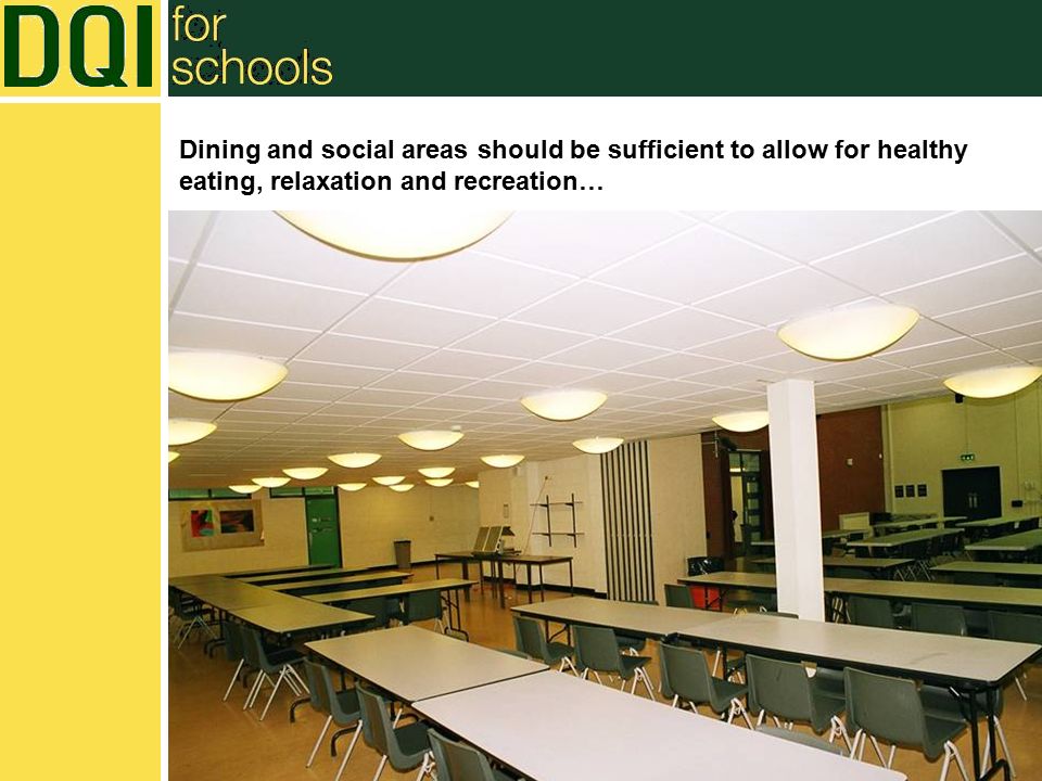 Dining and social areas should be sufficient to allow for healthy eating, relaxation and recreation…