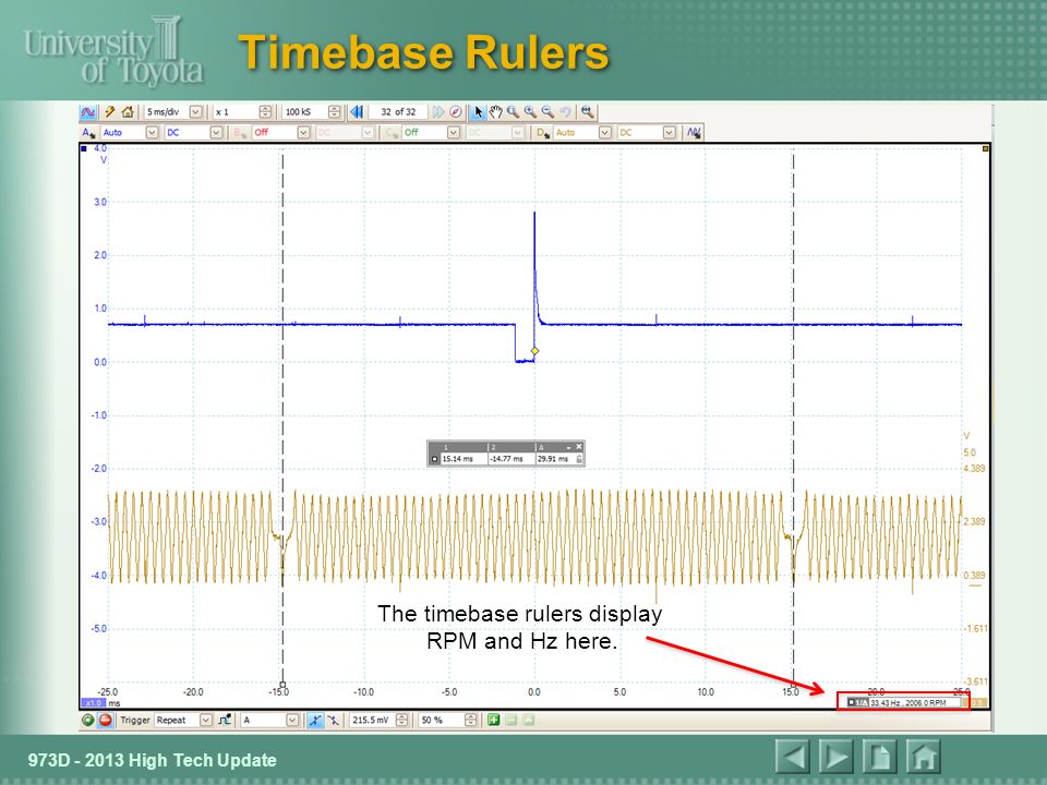 2013 High Tech Update - L973D22 973D High Tech Update Timebase Rulers The timebase rulers display RPM and Hz here.
