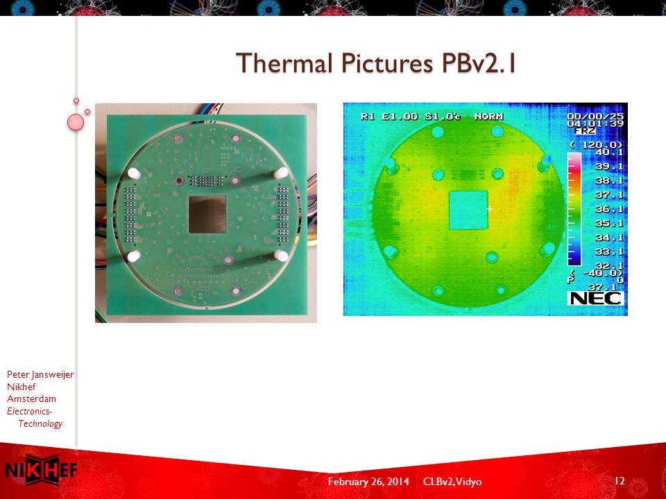 February 26, 2014CLBv2, Vidyo Peter Jansweijer Nikhef Amsterdam Electronics- Technology Thermal Pictures PBv2.1 12