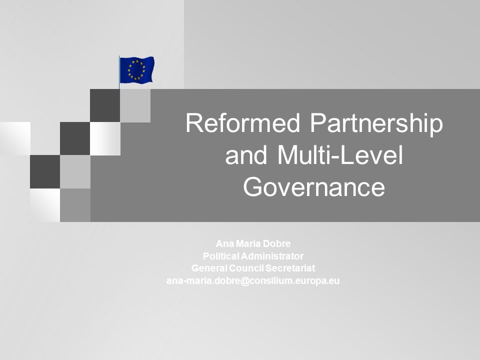 Reformed Partnership and Multi-Level Governance Ana Maria Dobre Political Administrator General Council Secretariat