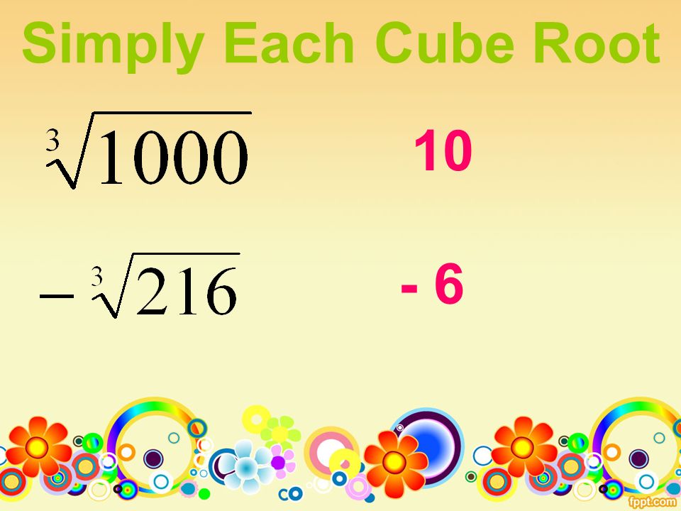 Simply Each Cube Root