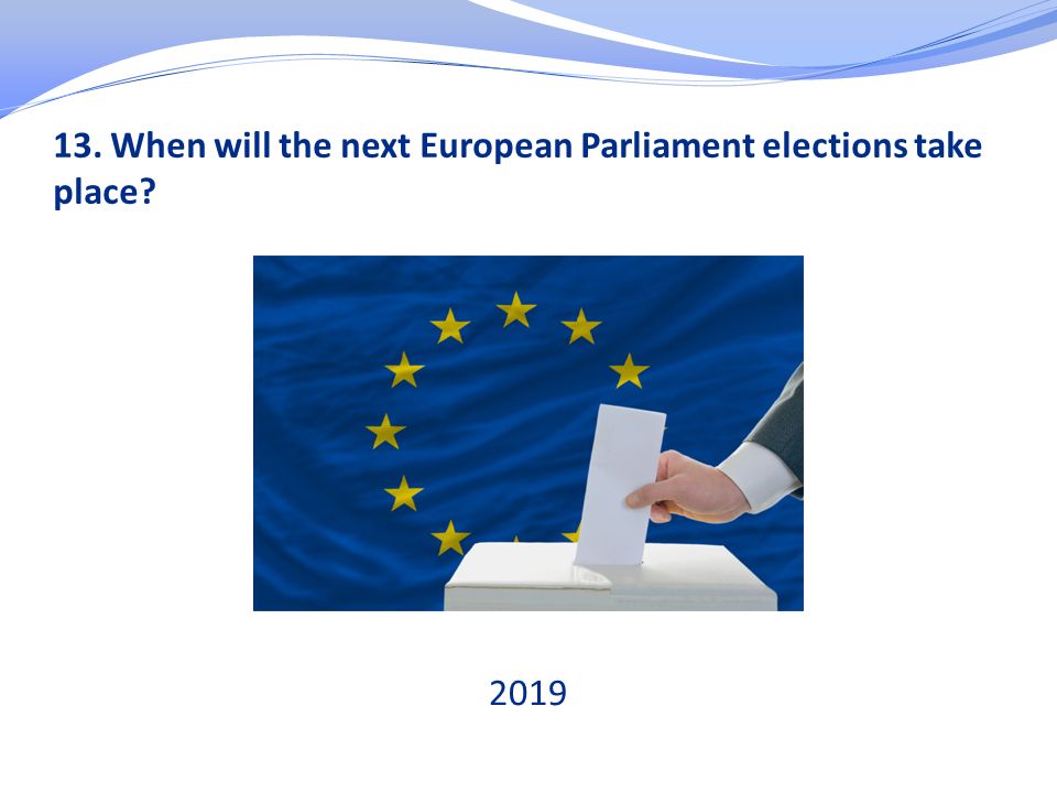 13. When will the next European Parliament elections take place 2019