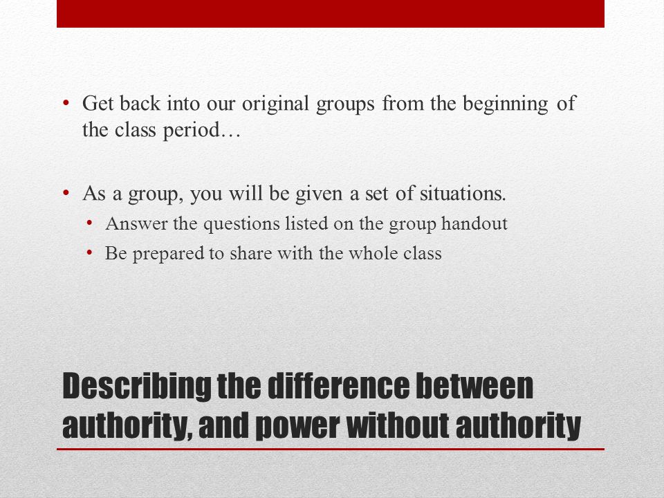 describe the differences between power and authority