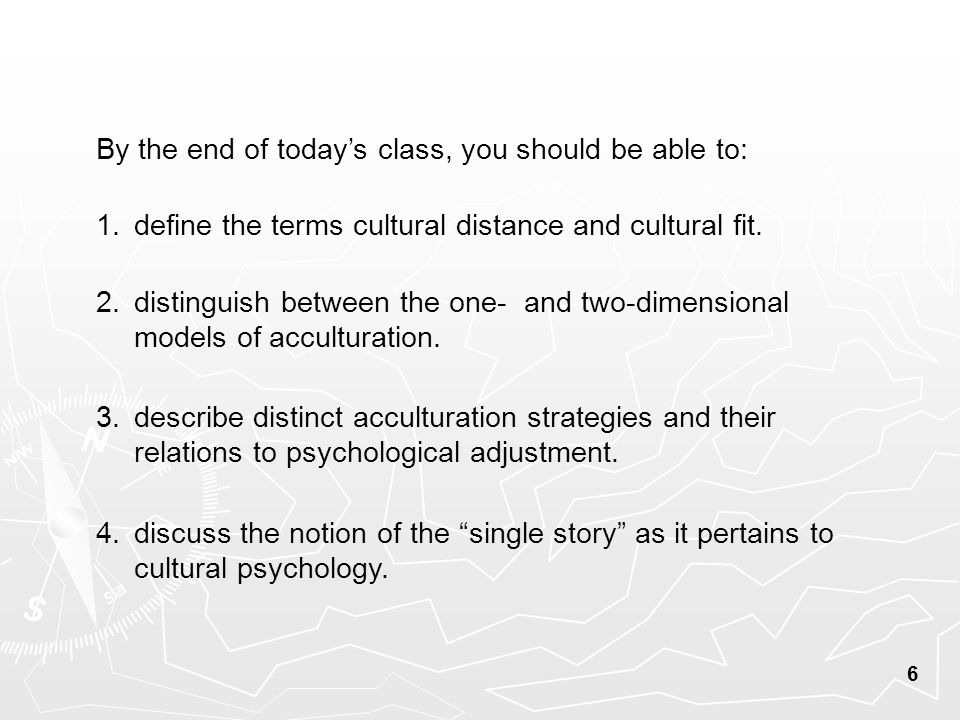 6 1. define the terms cultural distance and cultural fit.