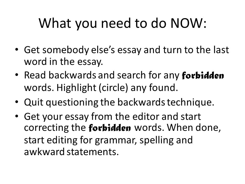 forbidden words in essays