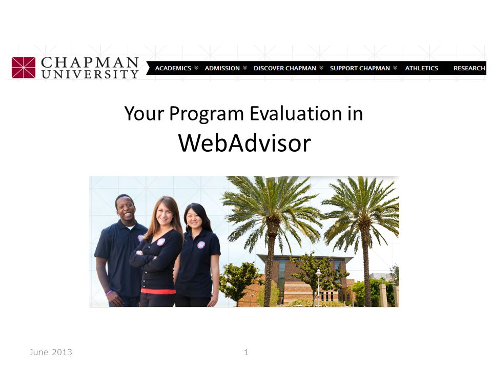 Your Program Evaluation in WebAdvisor June 20131