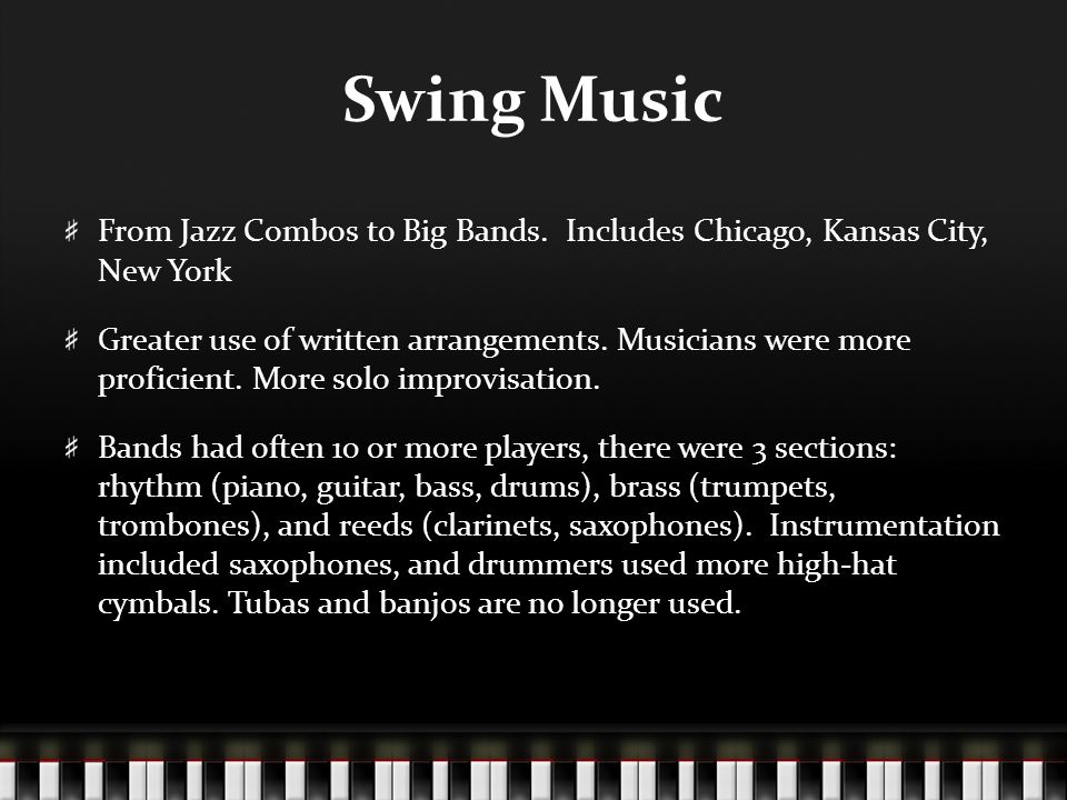 Swing Music From Jazz Combos To Big Bands Includes Chicago