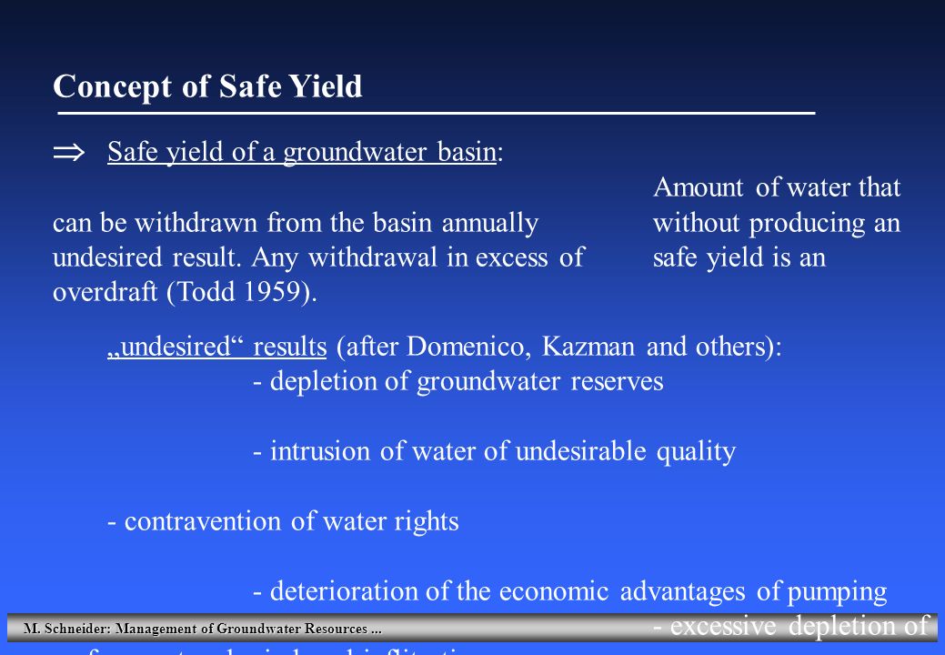 M. Schneider: Management of Groundwater Resources...