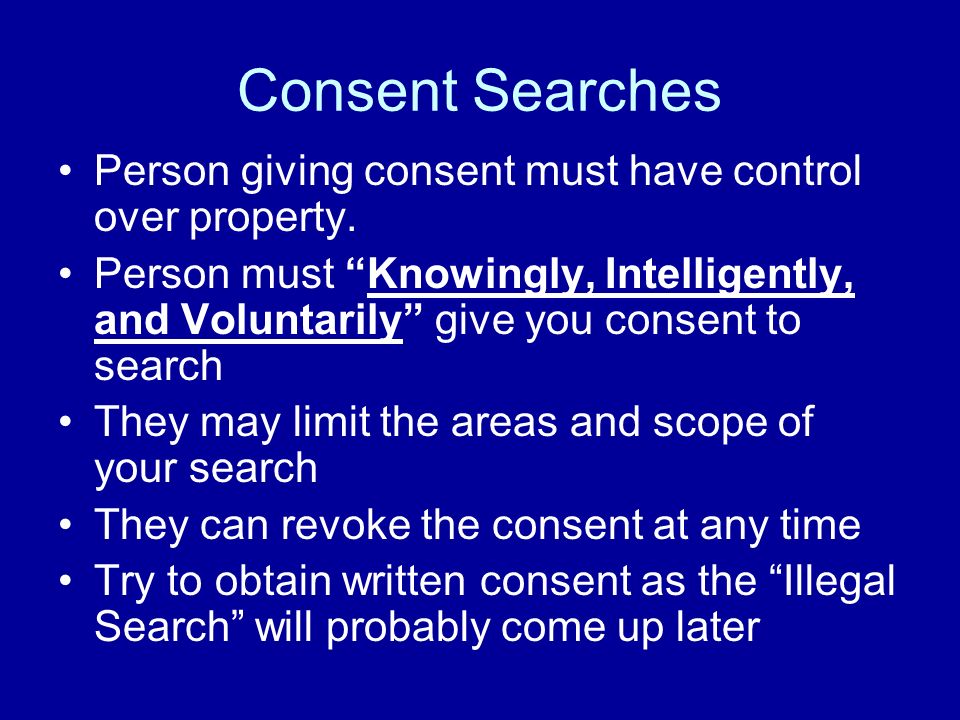 Consent Searches Person giving consent must have control over property.