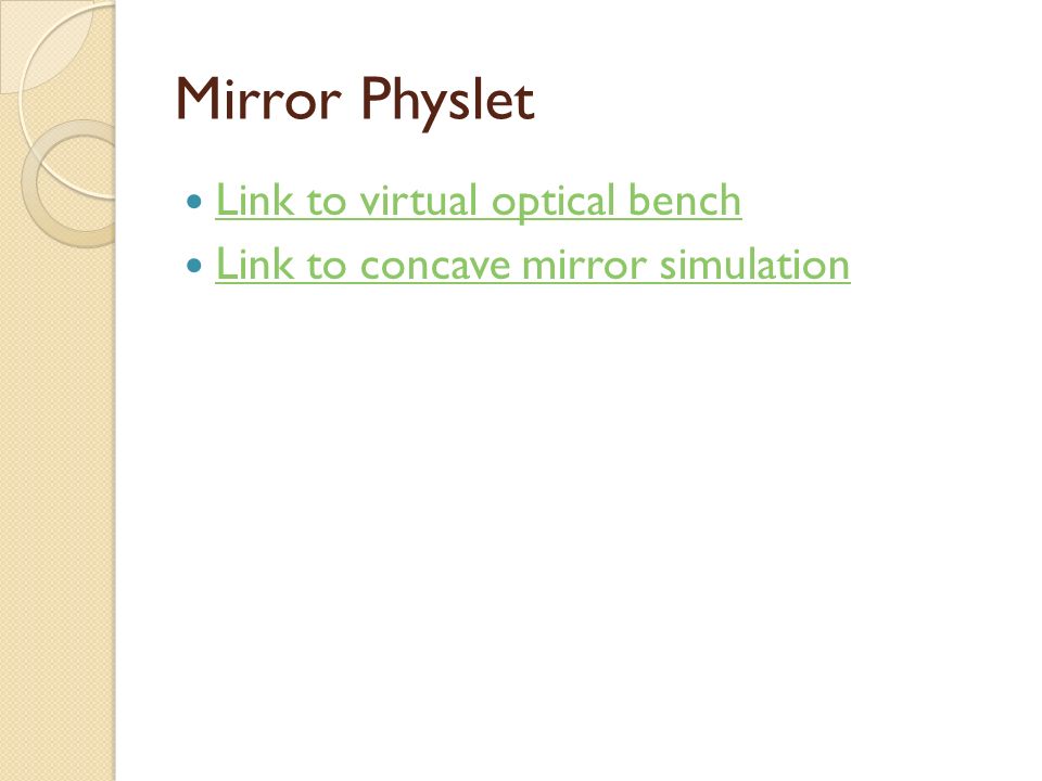 Concave Mirrors Objectives Know The Three Principal Rays For A