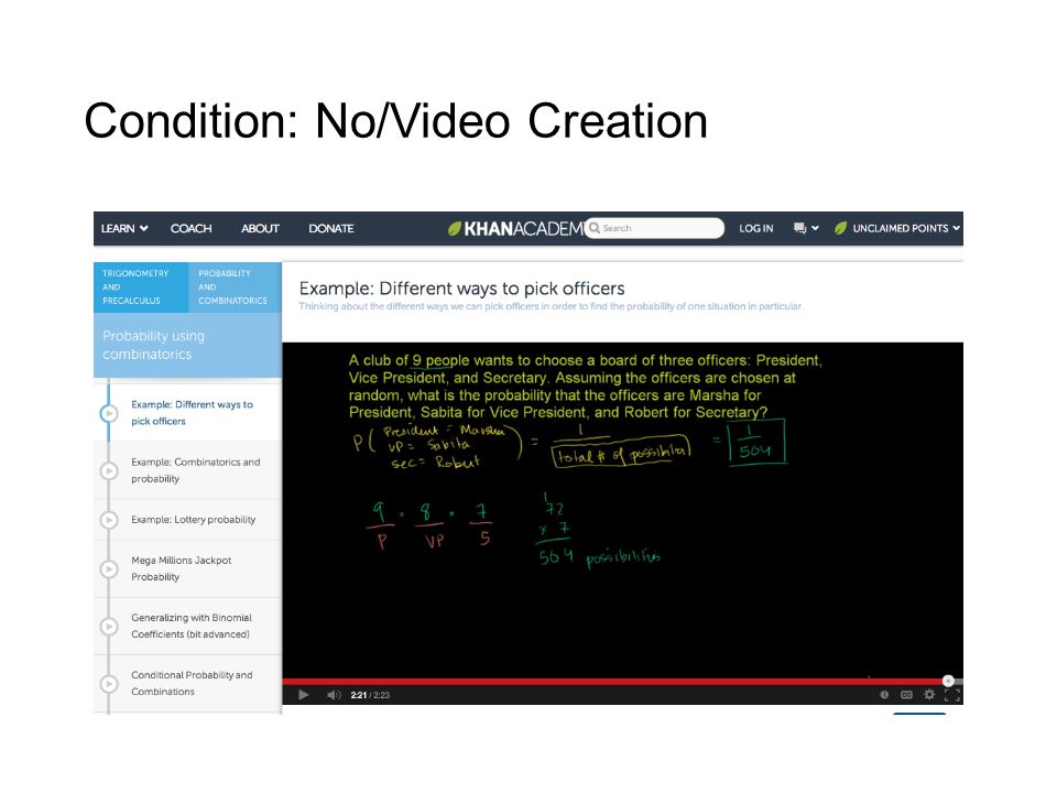 Condition: No/Video Creation