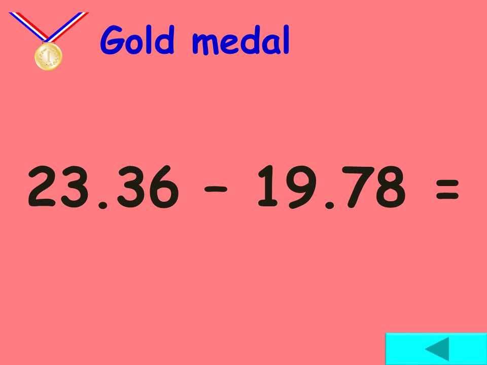 12.5 – 11.2 = Silver medal