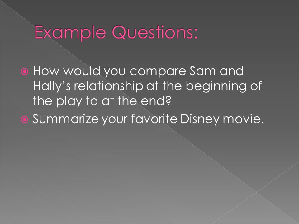  How would you compare Sam and Hally’s relationship at the beginning of the play to at the end.