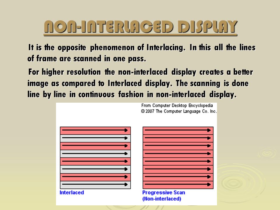 What is a non-interlaced display?