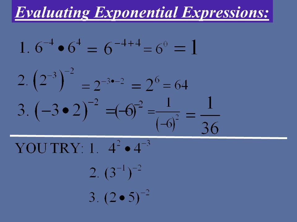 Evaluating Exponential Expressions:
